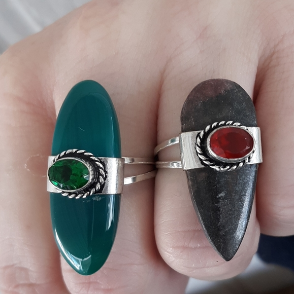 ***Bundle Sale*** New 2 Ring Jasper, Garnet, Agate Silver Rings. - Picture 7 of 8